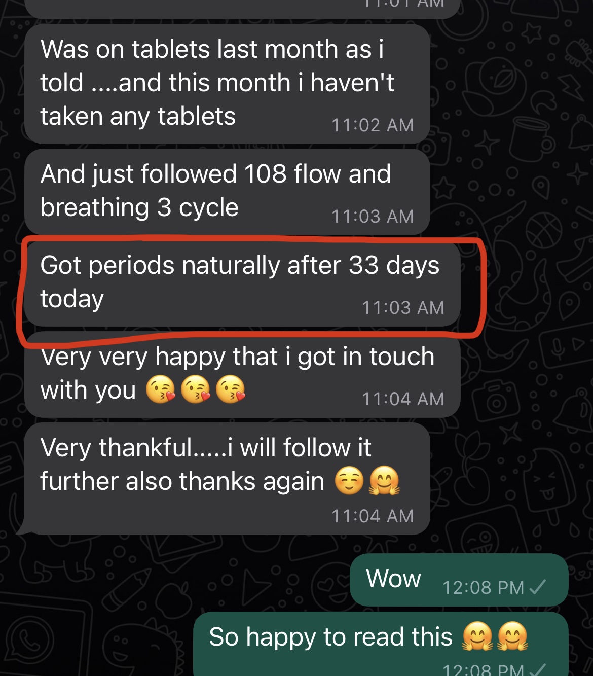 Periods naturally in 33 days